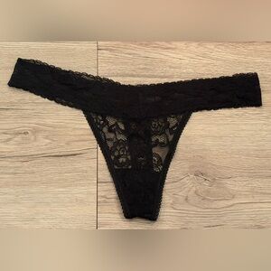 Black Lace Thong Panty Women's Size L